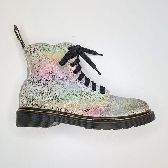 Dr. Martens boots Junior Pascal 1460 iridescent rainbow glitter lace up size 3 - Picture 1 of 9